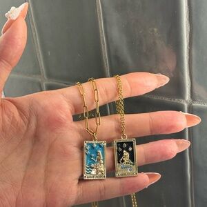 Gold Tarot Pendant Necklace Duo